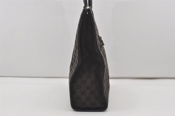 Authentic GUCCI Jackie Hand Tote Bag GG Canvas Leather 0021064 Black 6559I