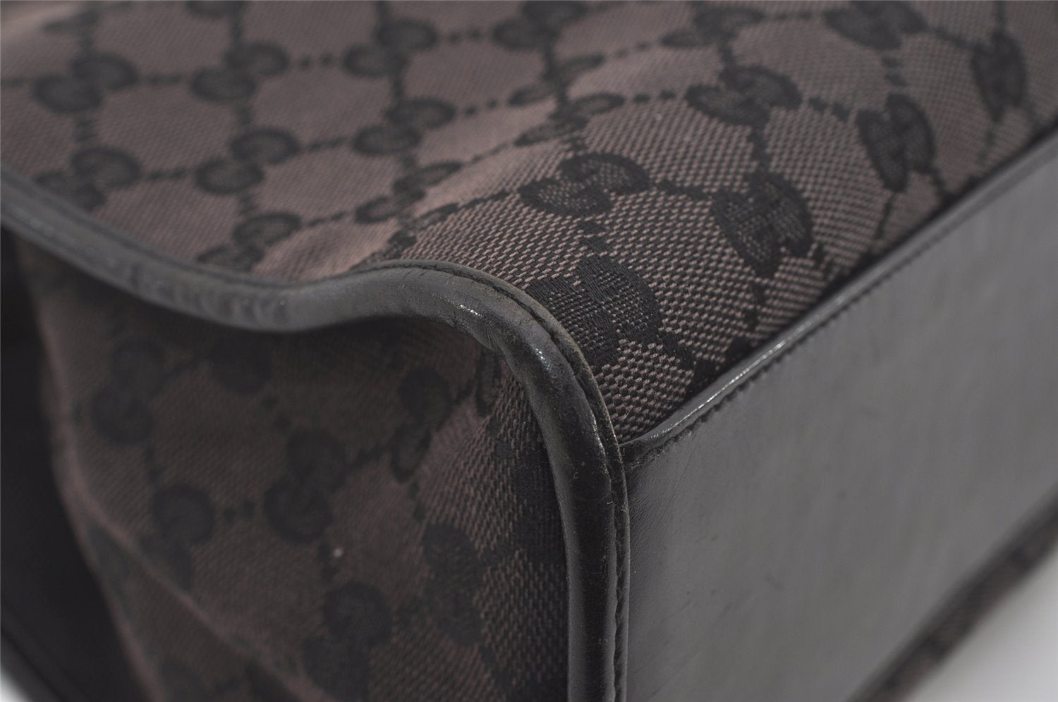 Authentic GUCCI Jackie Hand Tote Bag GG Canvas Leather 0021064 Black 6559I