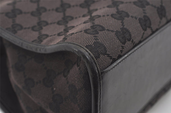 Authentic GUCCI Jackie Hand Tote Bag GG Canvas Leather 0021064 Black 6559I