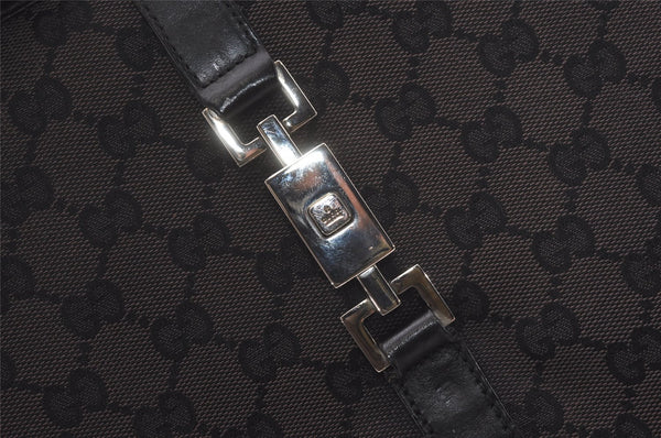 Authentic GUCCI Jackie Hand Tote Bag GG Canvas Leather 0021064 Black 6559I