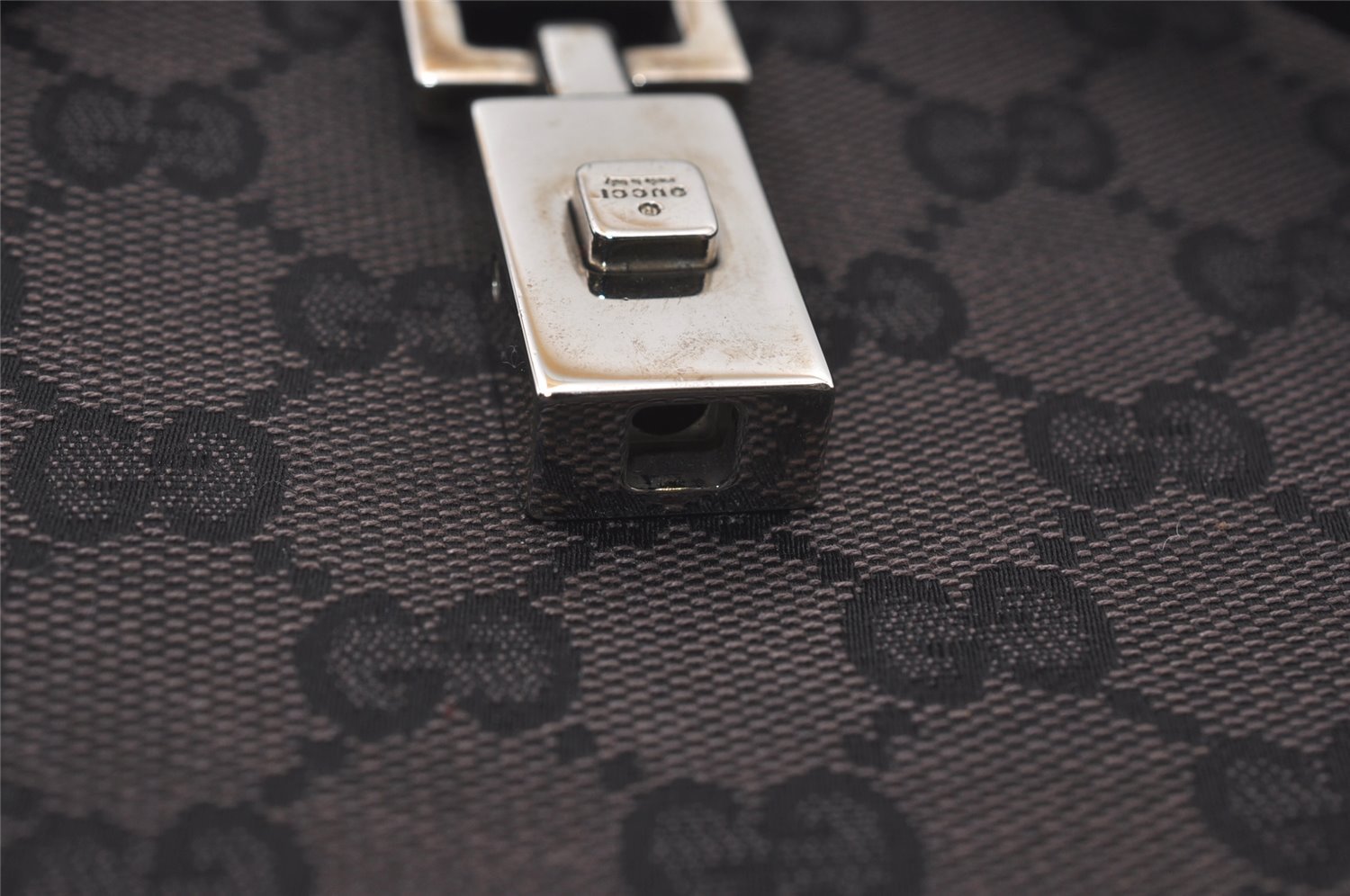 Authentic GUCCI Jackie Hand Tote Bag GG Canvas Leather 0021064 Black 6559I