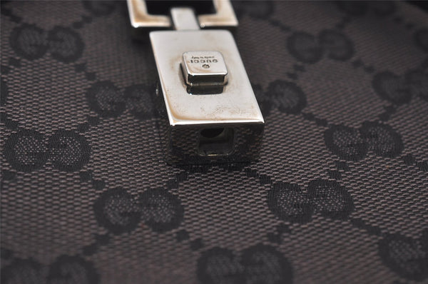 Authentic GUCCI Jackie Hand Tote Bag GG Canvas Leather 0021064 Black 6559I