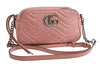 Authentic GUCCI GG Marmont Chain Shoulder Cross Bag Leather 447632 Pink 6560I