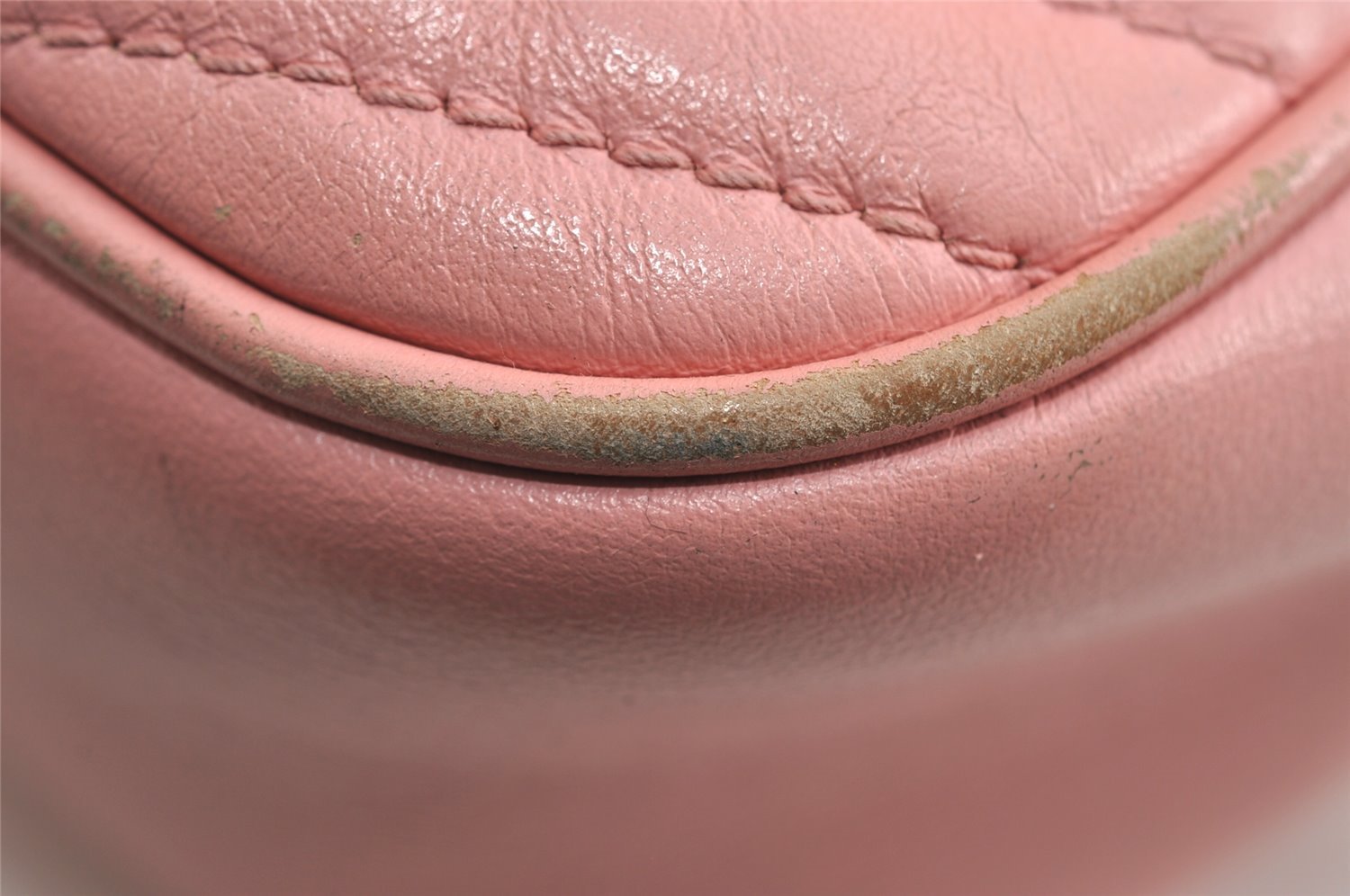 Authentic GUCCI GG Marmont Chain Shoulder Cross Bag Leather 447632 Pink 6560I