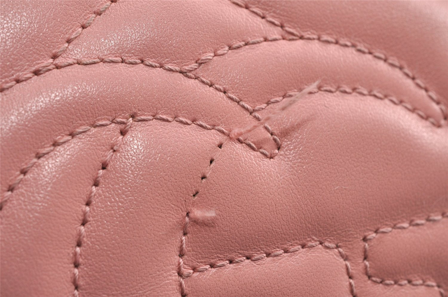 Authentic GUCCI GG Marmont Chain Shoulder Cross Bag Leather 447632 Pink 6560I