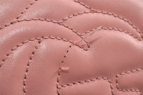 Authentic GUCCI GG Marmont Chain Shoulder Cross Bag Leather 447632 Pink 6560I