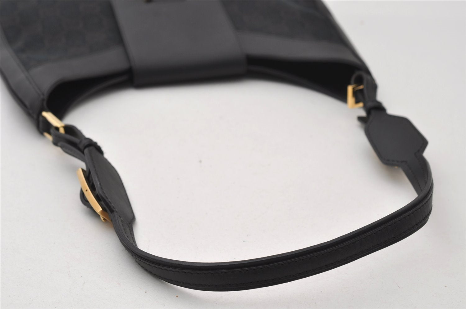 Authentic GUCCI Shoulder Hand Bag Purse GG Canvas Leather 0014129 Black 6561I