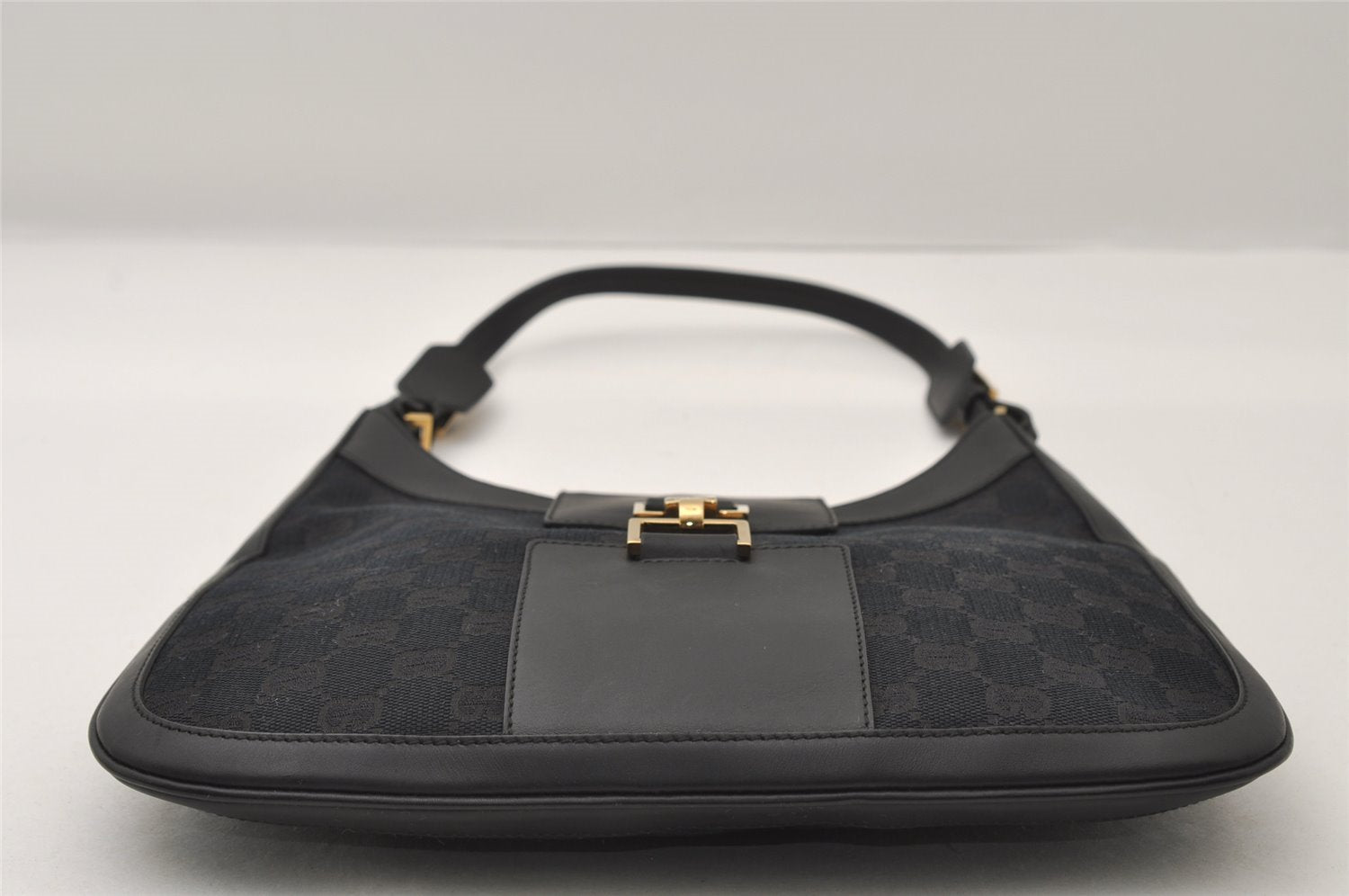 Authentic GUCCI Shoulder Hand Bag Purse GG Canvas Leather 0014129 Black 6561I