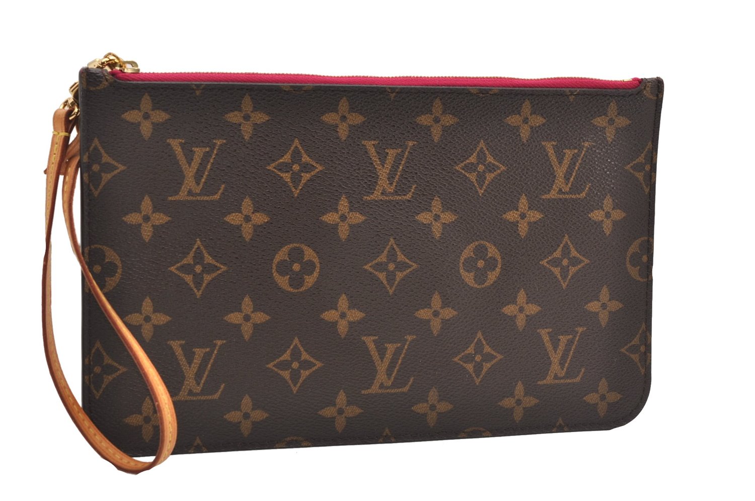 Authentic Louis Vuitton Monogram Neverfull Pouch Purse Clutch Bag Pink LV 6562F