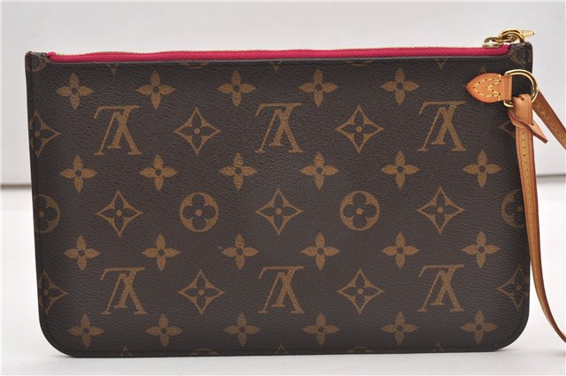 Authentic Louis Vuitton Monogram Neverfull Pouch Purse Clutch Bag Pink LV 6562F