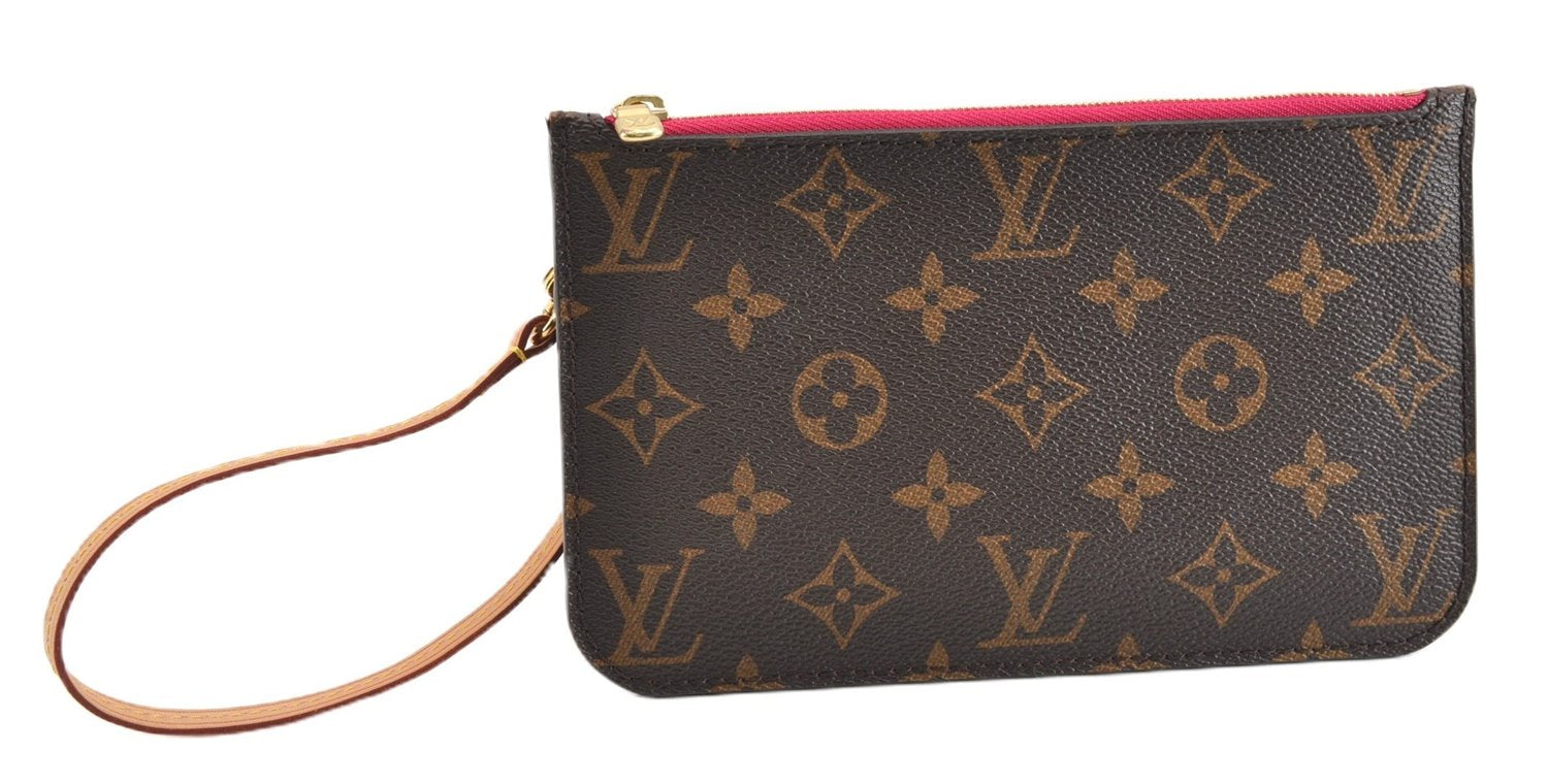 Authentic Louis Vuitton Monogram Neverfull Pouch Purse Clutch Bag Pink LV 6563F