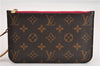 Authentic Louis Vuitton Monogram Neverfull Pouch Purse Clutch Bag Pink LV 6563F