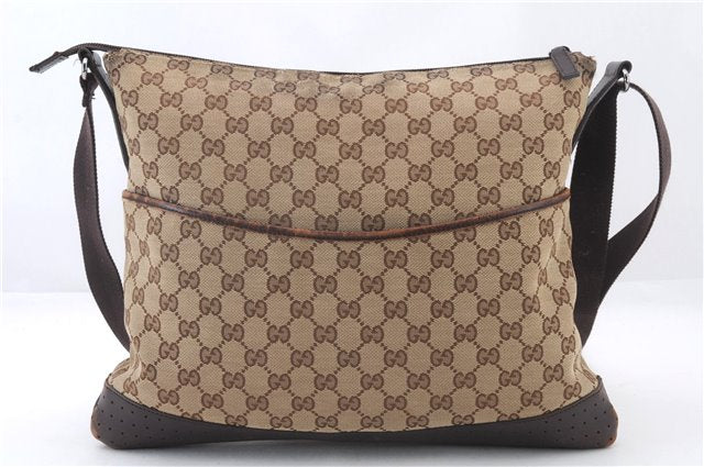 Authentic GUCCI Shoulder Cross Body Bag Purse GG Canvas Leather Brown 6564C