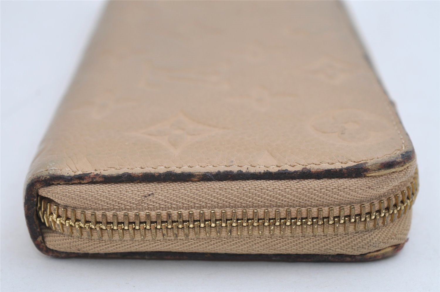 Auth Louis Vuitton Monogram Empreinte Portefeuille Clemence Wallet Beige 6564I