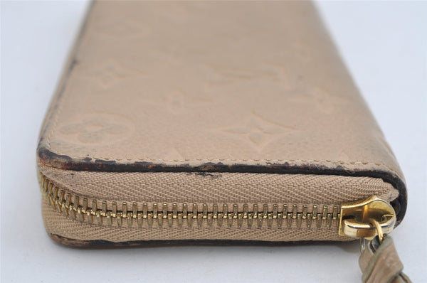 Auth Louis Vuitton Monogram Empreinte Portefeuille Clemence Wallet Beige 6564I