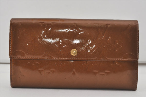 Authentic Louis Vuitton Vernis Pochette Porte Monnaie Credit Wallet Brown 6565I