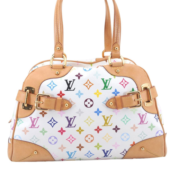 Auth Louis Vuitton Monogram Multicolor Claudia Hand Bag White M40193 LV 6566D