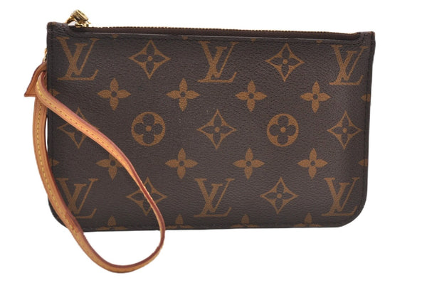 Authentic Louis Vuitton Monogram Neverfull Pouch Purse Clutch Bag LV 6566F