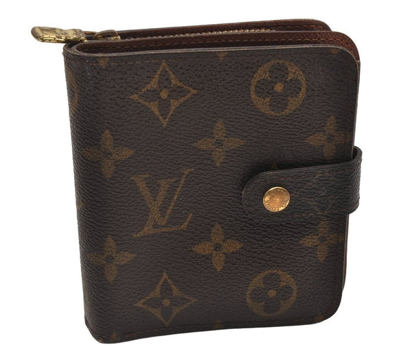 Authentic Louis Vuitton Monogram Compact Zip Bifold Wallet Purse M61667 LV 6566I