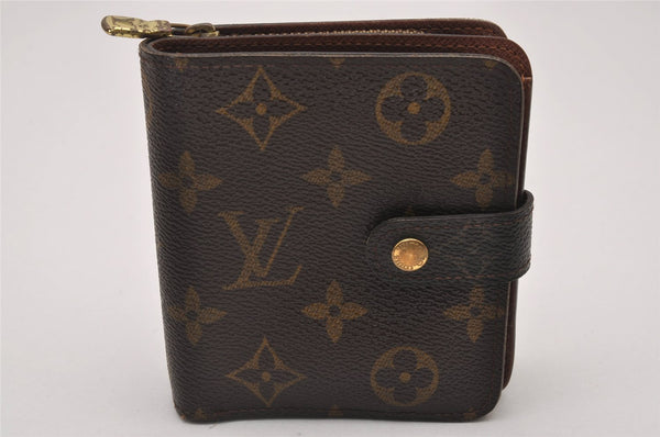 Authentic Louis Vuitton Monogram Compact Zip Bifold Wallet Purse M61667 LV 6566I