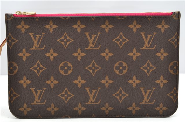 Authentic Louis Vuitton Monogram Neverfull Pouch Purse Clutch Bag Pink LV 6568F