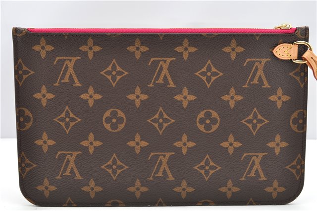 Authentic Louis Vuitton Monogram Neverfull Pouch Purse Clutch Bag Pink LV 6568F