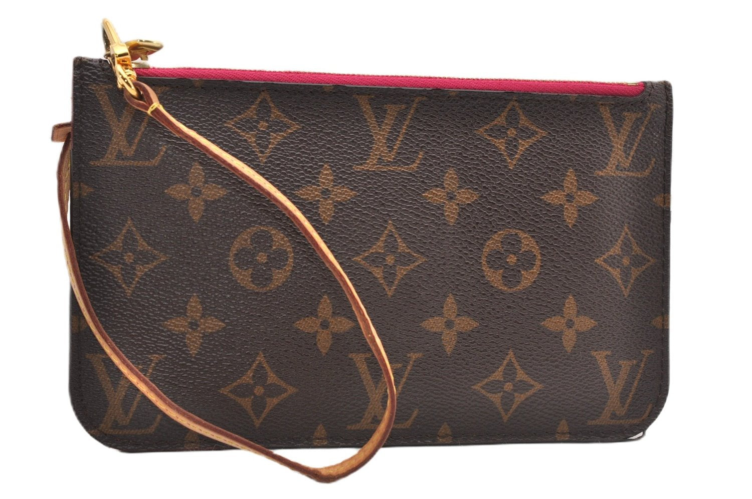 Authentic Louis Vuitton Monogram Neverfull Pouch Purse Clutch Bag Pink LV 6570F