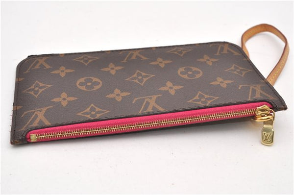 Authentic Louis Vuitton Monogram Neverfull Pouch Purse Clutch Bag Pink LV 6570F