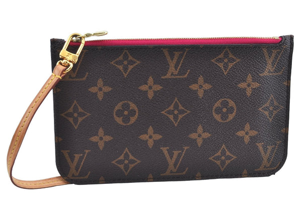 Authentic Louis Vuitton Monogram Neverfull Pouch Purse Clutch Bag Pink LV 6571F