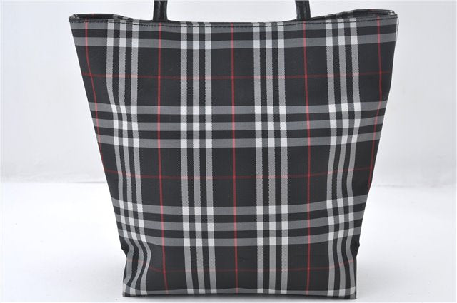 Authentic BURBERRY Check Shoulder Hand Bag Purse Nylon Leather Black 6573E