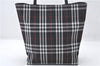 Authentic BURBERRY Check Shoulder Hand Bag Purse Nylon Leather Black 6573E