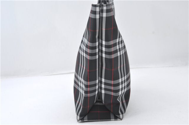 Authentic BURBERRY Check Shoulder Hand Bag Purse Nylon Leather Black 6573E