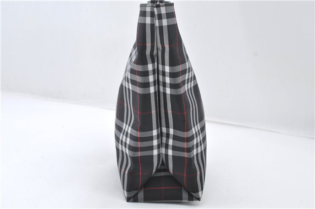 Authentic BURBERRY Check Shoulder Hand Bag Purse Nylon Leather Black 6573E