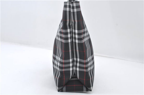 Authentic BURBERRY Check Shoulder Hand Bag Purse Nylon Leather Black 6573E