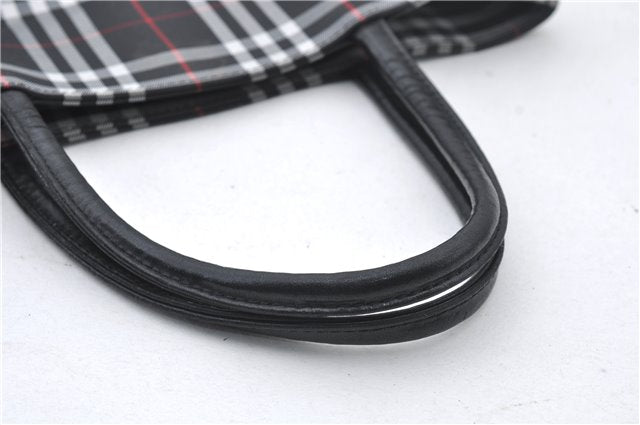 Authentic BURBERRY Check Shoulder Hand Bag Purse Nylon Leather Black 6573E