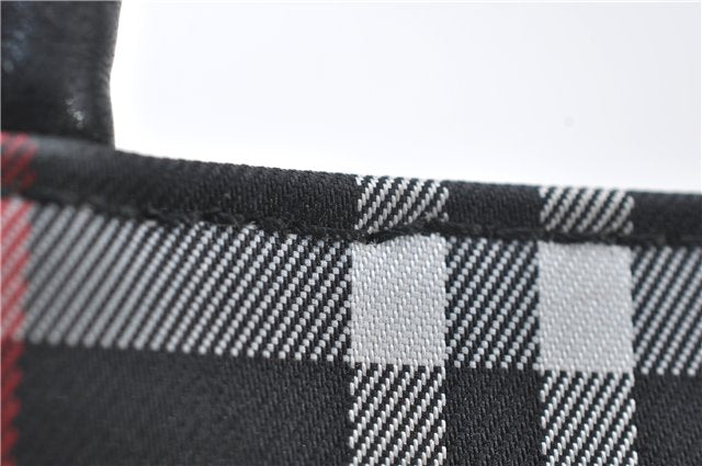 Authentic BURBERRY Check Shoulder Hand Bag Purse Nylon Leather Black 6573E