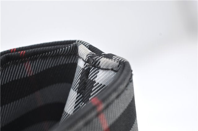 Authentic BURBERRY Check Shoulder Hand Bag Purse Nylon Leather Black 6573E