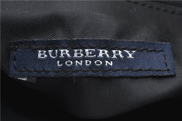 Authentic BURBERRY Check Shoulder Hand Bag Purse Nylon Leather Black 6573E