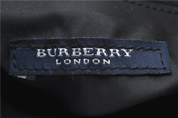 Authentic BURBERRY Check Shoulder Hand Bag Purse Nylon Leather Black 6573E