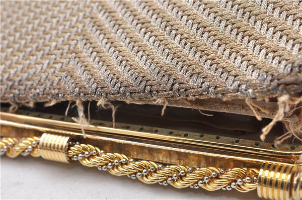 Authentic GUCCI Vintage Clutch Hand Bag Purse Mesh Gold 6575C