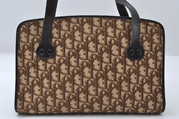 Authentic Christian Dior Trotter Hand Tote Bag Canvas Leather Brown 6576I