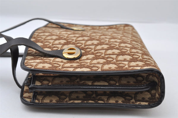 Authentic Christian Dior Trotter Hand Tote Bag Canvas Leather Brown 6576I