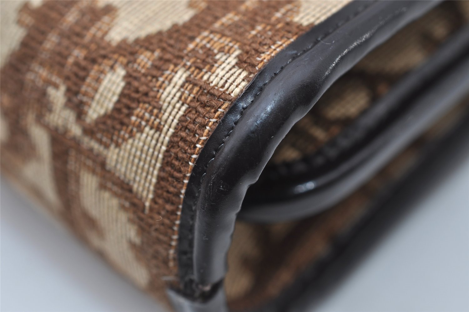 Authentic Christian Dior Trotter Hand Tote Bag Canvas Leather Brown 6576I