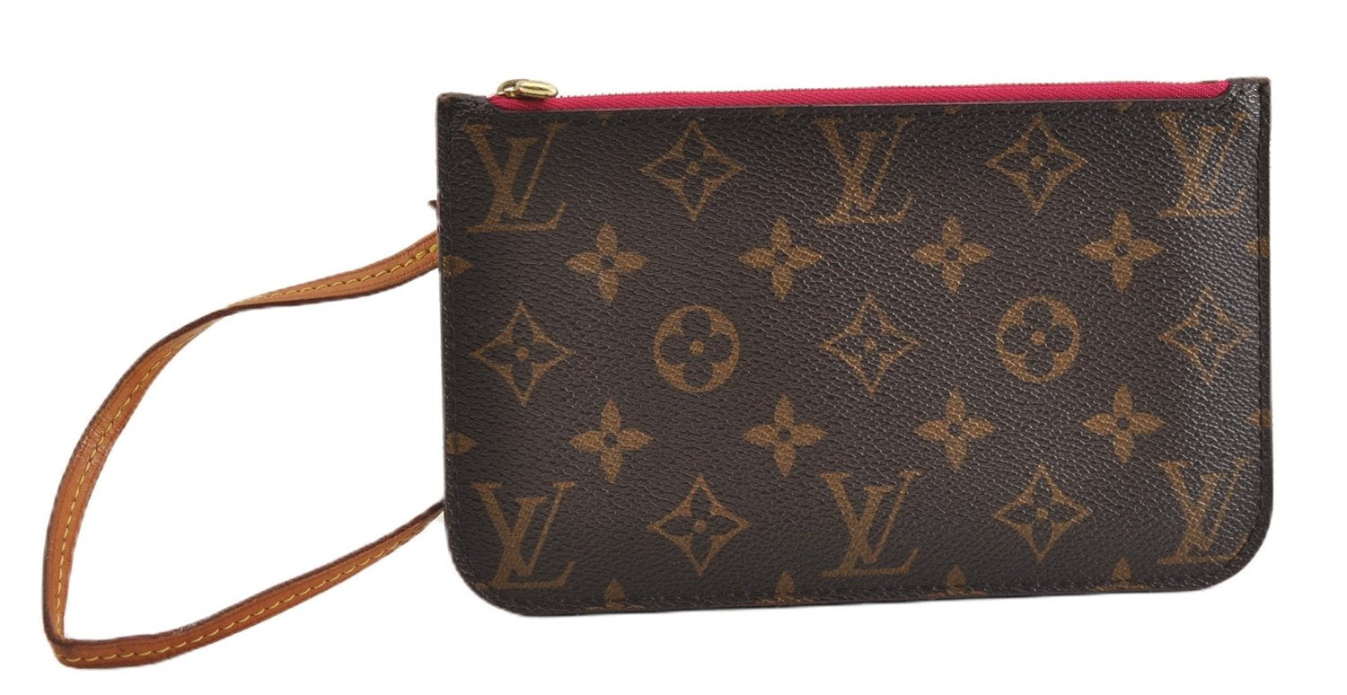 Authentic Louis Vuitton Monogram Neverfull Pouch Purse Clutch Bag Pink LV 6577F