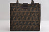 Authentic FENDI Vintage Zucca Shoulder Tote Bag Purse Canvas Leather Brown 6577I