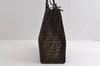 Authentic FENDI Vintage Zucca Shoulder Tote Bag Purse Canvas Leather Brown 6577I
