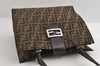 Authentic FENDI Vintage Zucca Shoulder Tote Bag Purse Canvas Leather Brown 6577I