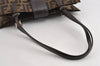 Authentic FENDI Vintage Zucca Shoulder Tote Bag Purse Canvas Leather Brown 6577I