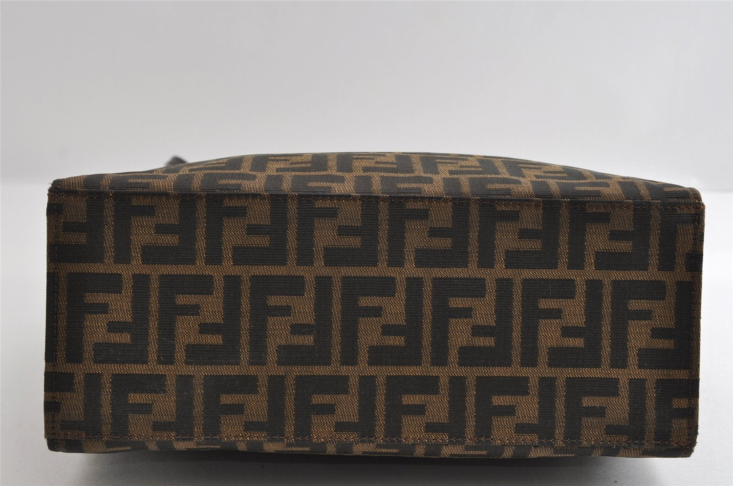 Authentic FENDI Vintage Zucca Shoulder Tote Bag Purse Canvas Leather Brown 6577I