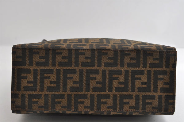 Authentic FENDI Vintage Zucca Shoulder Tote Bag Purse Canvas Leather Brown 6577I